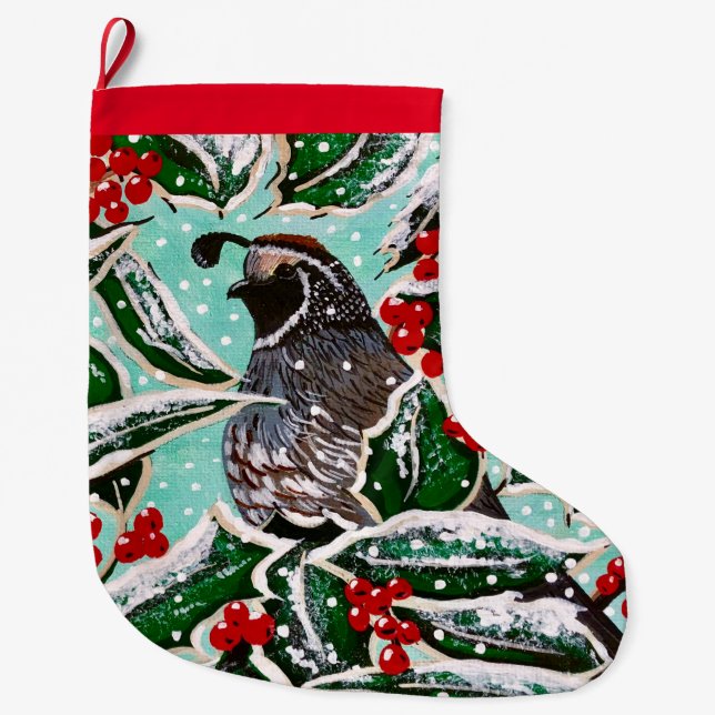 Grande Chaussette De Noël Stockage de la caille Berry (Devant)