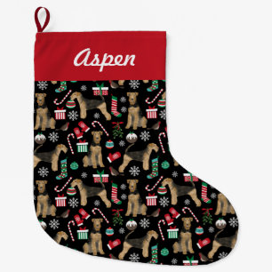 Grande Chaussette De Noël stockage de noël d' airedale