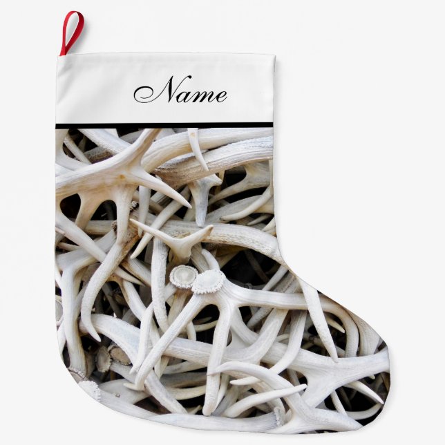 Grande Chaussette De Noël Stockage de Noël personnalisé - Antlers de wapitis (Devant)