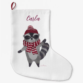 Grande Chaussette De Noël Stockage de Noël personnalisé avec Racoon