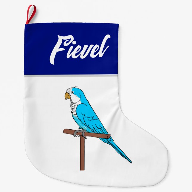 Grande Chaussette De Noël Stockage Hanoukka - Perroquet Blue Quaker (Devant)