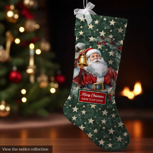 Grande Chaussette De Noël Stockage Père Noël Vintage lumineux avec nom perso
