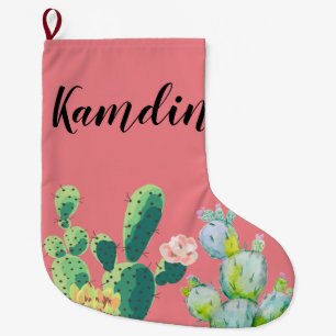 Grande Chaussette De Noël Stockage personnalisé Cactus de Bohême Succulents 