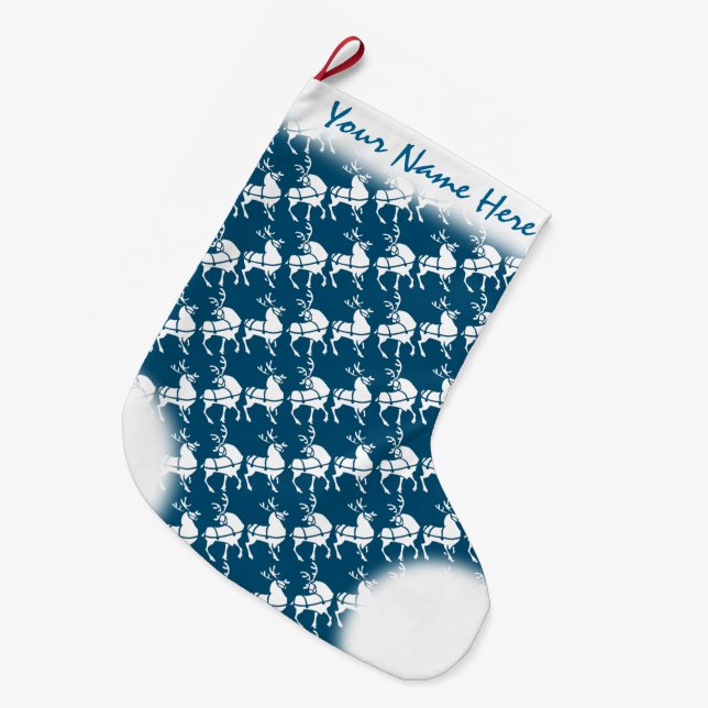 Grande Chaussette De Noël Stockage personnalisé des rennes de Noël (Devant (Accrochage))