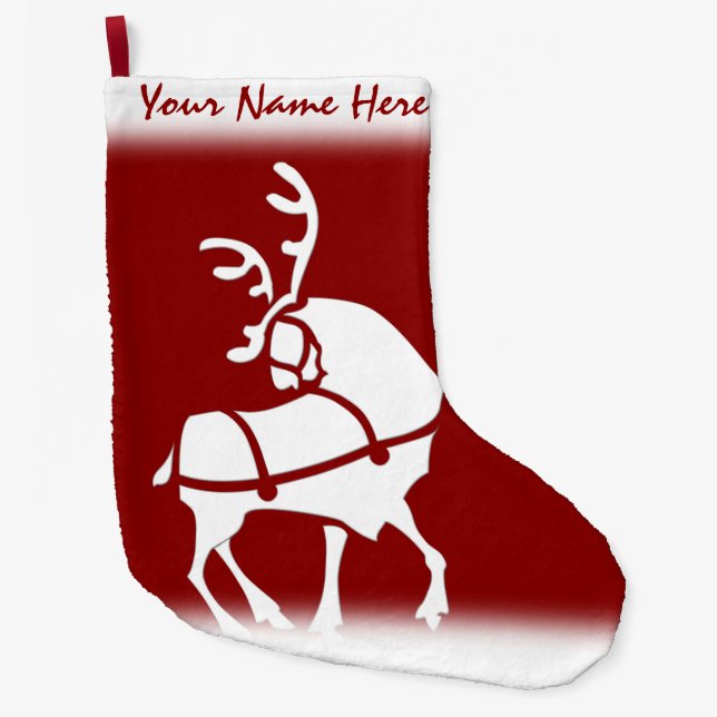 Grande Chaussette De Noël Stockage personnalisé des rennes de Noël (Devant)