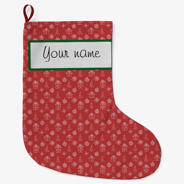 Grande Chaussette De Noël Stockage personnalisé pour Noël (Devant)