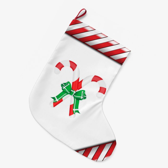 Grande Chaussette De Noël Stockage/Sucre de canne de Noël (Devant (Accrochage))
