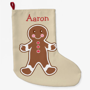 Grande Chaussette De Noël Stocker Personnalisé En Pain D'Épice
