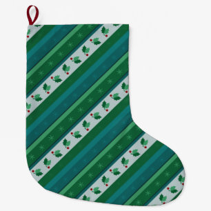 Grande Chaussette De Noël Stocking à rayures creux