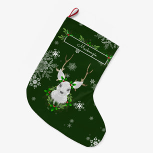 Grande Chaussette De Noël Stocking de rennes verts