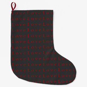 Grande Chaussette De Noël Stylish Unique Gris Rouge Amour