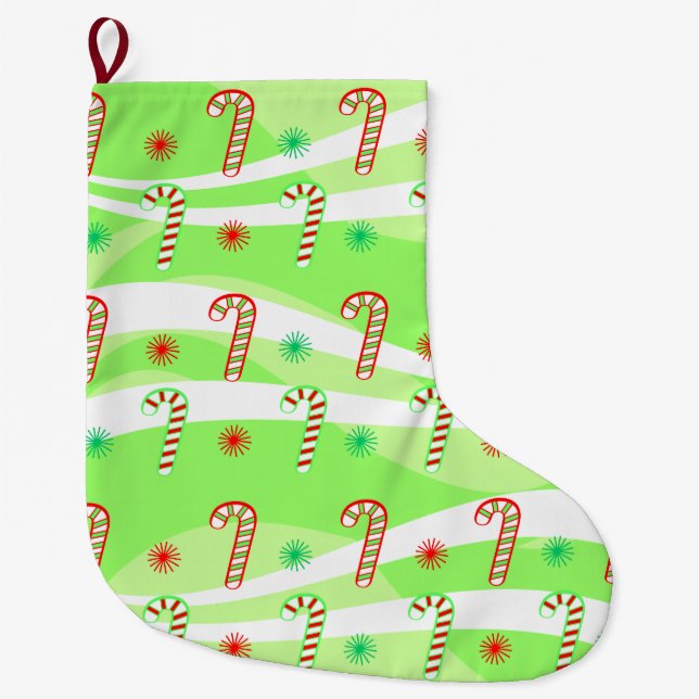 Grande Chaussette De Noël Sucres de canne de Noël modernes design (Devant)