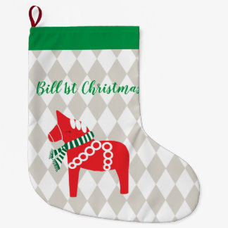Grande Chaussette De Noël Swedish Darla Horse Personalized 