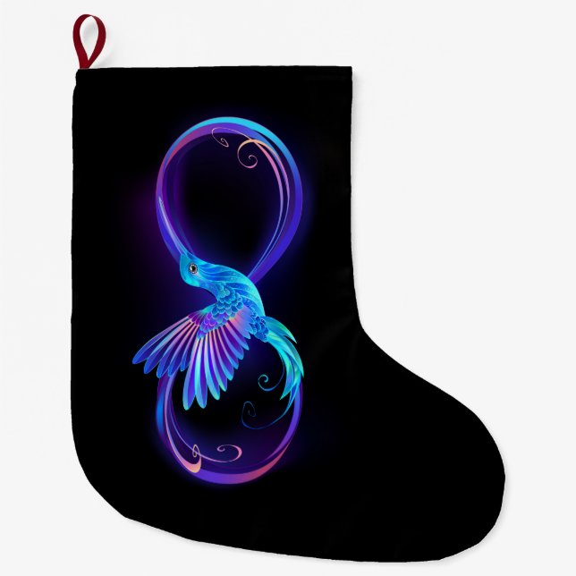 Grande Chaussette De Noël Symbole de Neon Infinity par Glowing Hummingbird (Devant)
