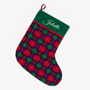 Grande Chaussette De Noël Tartan de fête traditionnel