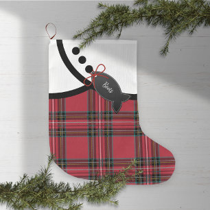 Grande Chaussette De Noël Tartan Tidings Chat Noël Stocker