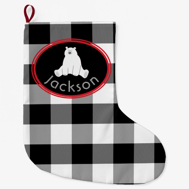 Grande Chaussette De Noël Test de Buffalo et Black White (Devant)