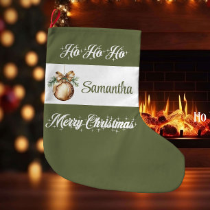 Grande Chaussette De Noël Ton nordique minimal et neutre Noël personnalisé