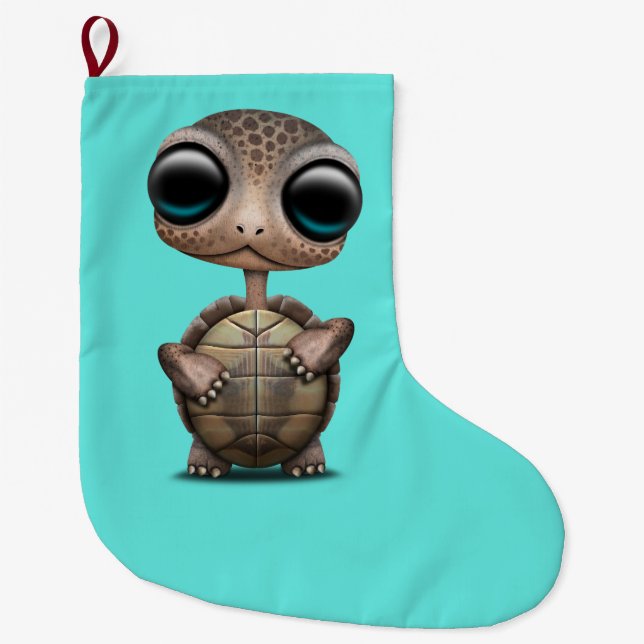 Grande Chaussette De Noël Tortue mignonne de bébé (Devant)