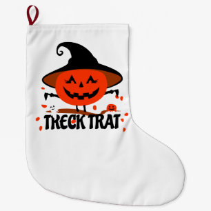 Grande Chaussette De Noël Treck Trat Citrouille Sourire