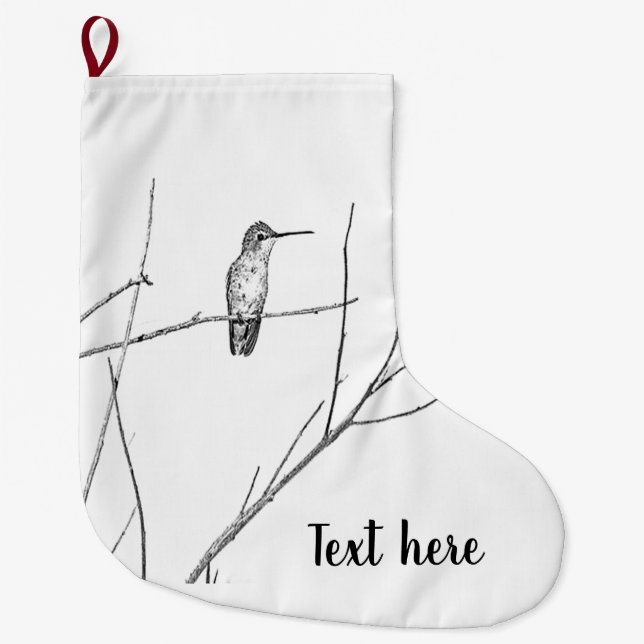 Grande Chaussette De Noël Un colibri sur un bâton (Devant)