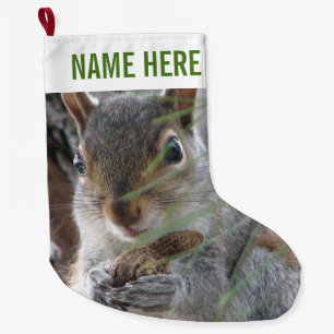 Grande Chaussette De Noël Un écureuil mignon avec l'amusement de vacances d