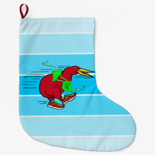 Grande Chaussette De Noël Un mignon dessin animé Kiwi portant des chaussures