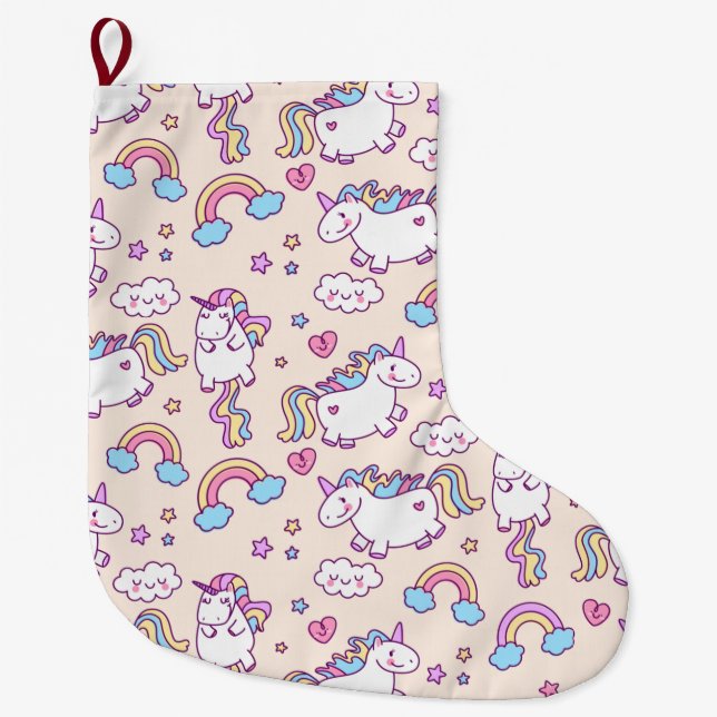 Grande Chaussette De Noël Unicorne (Devant)