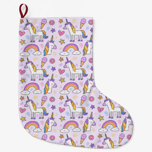 Grande Chaussette De Noël Unicornes
