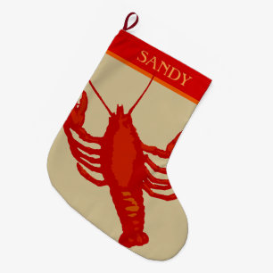Grande Chaussette De Noël Unisex Rouge Homard Crustacé Personnalisé