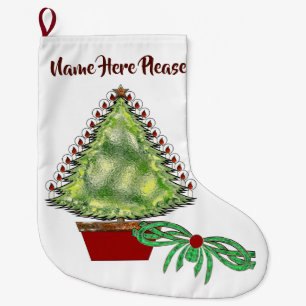 Grande Chaussette De Noël Vacances Cloches en argent