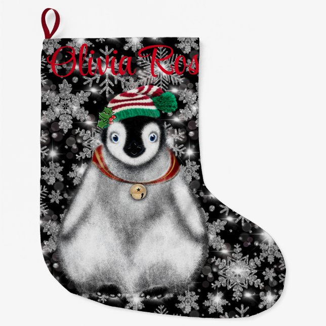 Grande Chaussette De Noël Vacances festives mignonnes parties scintillant de (Devant)