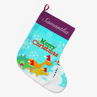 Grande Chaussette De Noël Vacances mignonnes de dinosaures de Joyeux Noël
