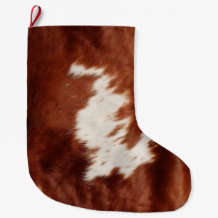 Grande Chaussette De Noël Vache blanche Brown