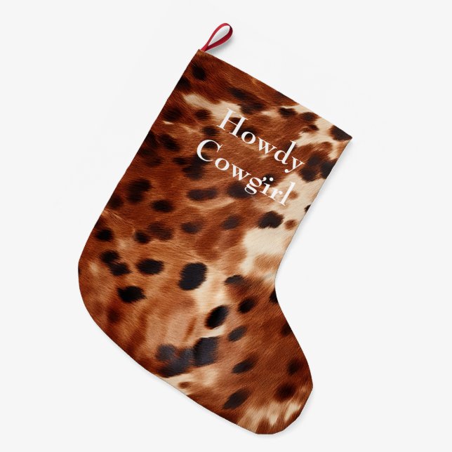 Grande Chaussette De Noël Vachette noire Brown (Devant (Accrochage))