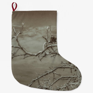Grande Chaussette De Noël Vautours au sommet d'arbre de Leaveless
