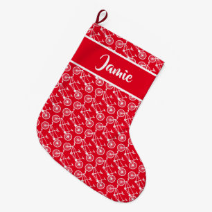 Grande Chaussette De Noël Vélo Tandem Rider Bicyclettes Blanches Motivées