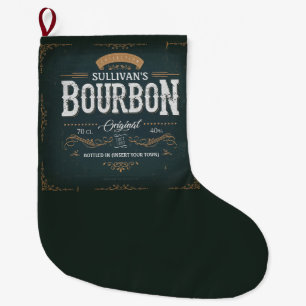 Grande Chaussette De Noël Vintage Look AJOUTER NOM American Bourbon Whiskey 