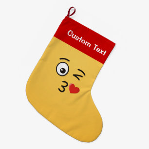 Grande Chaussette De Noël Visage Jeter un baiser petit réveil de Noël