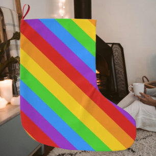 Grande Chaussette De Noël Vive la fierté : Drapeau arc-en-ciel