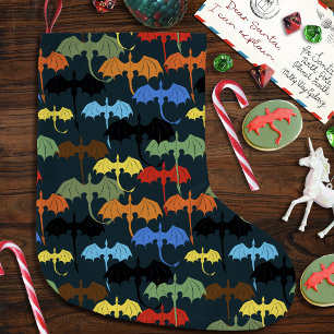 Grande Chaussette De Noël Vol Fantastique Aile de Dragon Bleu