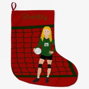 Grande Chaussette De Noël Volley Blonde Girl En Vert