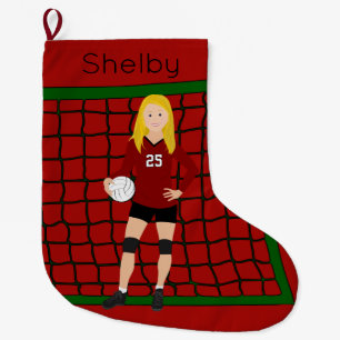 Grande Chaussette De Noël Volleyball Blonde Girl En Rouge
