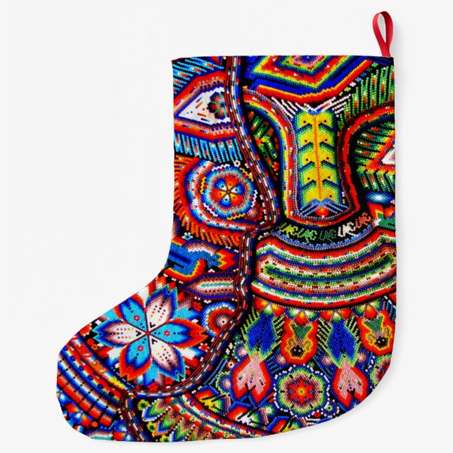Grande Chaussette De Noël Voyage tribal maya mexicain de Boho d'art d'Oaxaca (Dos)