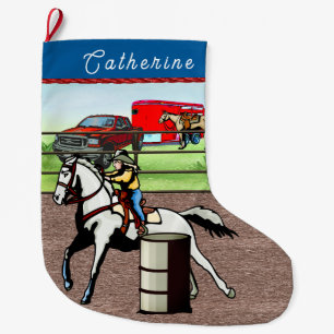 Grande Chaussette De Noël Western Little Cowgirl Barrel Racer