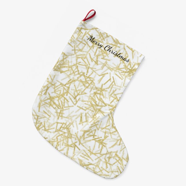 Grande Chaussette De Noël White Gold Glam Glitzy Christmas (Devant (Accrochage))