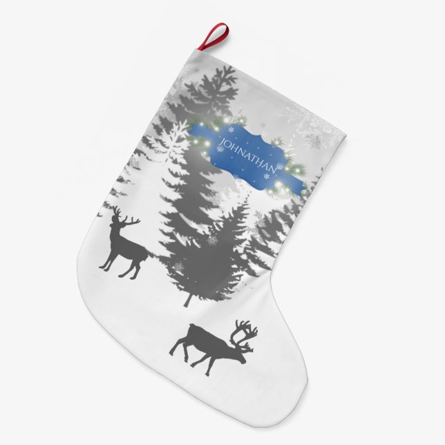 Grande Chaussette De Noël Winter Wonderland Noël Stocker - Bleu (Devant (Accrochage))