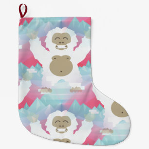 Grande Chaussette De Noël yeti rose xmas noël stockage