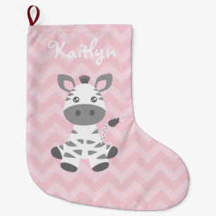 Grande Chaussette De Noël Zèbre mignon de bébé