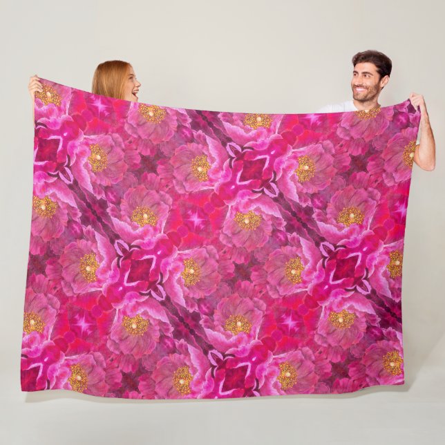 Grande couverture en polaire Rose Cactus rose (En situation)